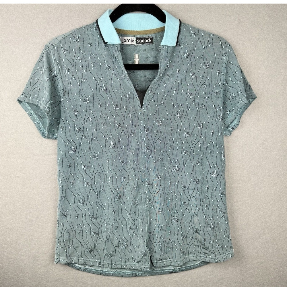Jamie Sadock Sz S Seafoam Butterfly Top | Y2K Fairycore Soft Girl Aesthetic‎